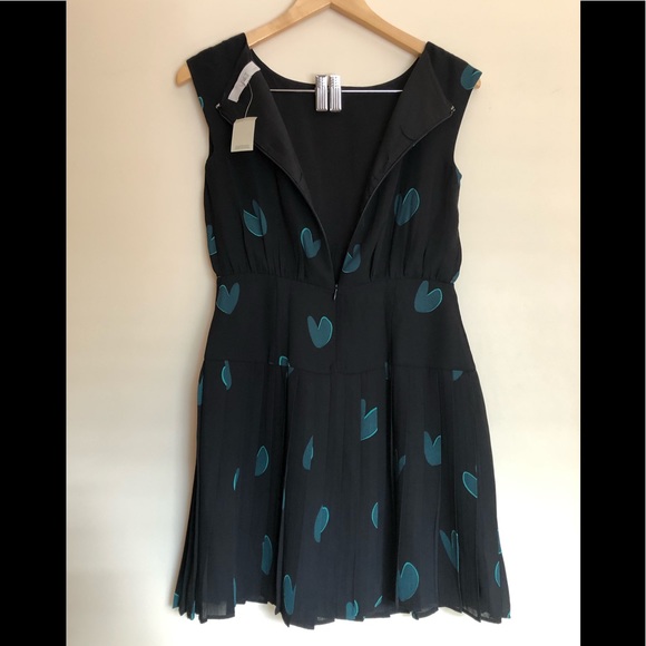 LOFT BLACK GREEN HEART PRINT SLEEVELESS DRESS Sz0P - Picture 9 of 14